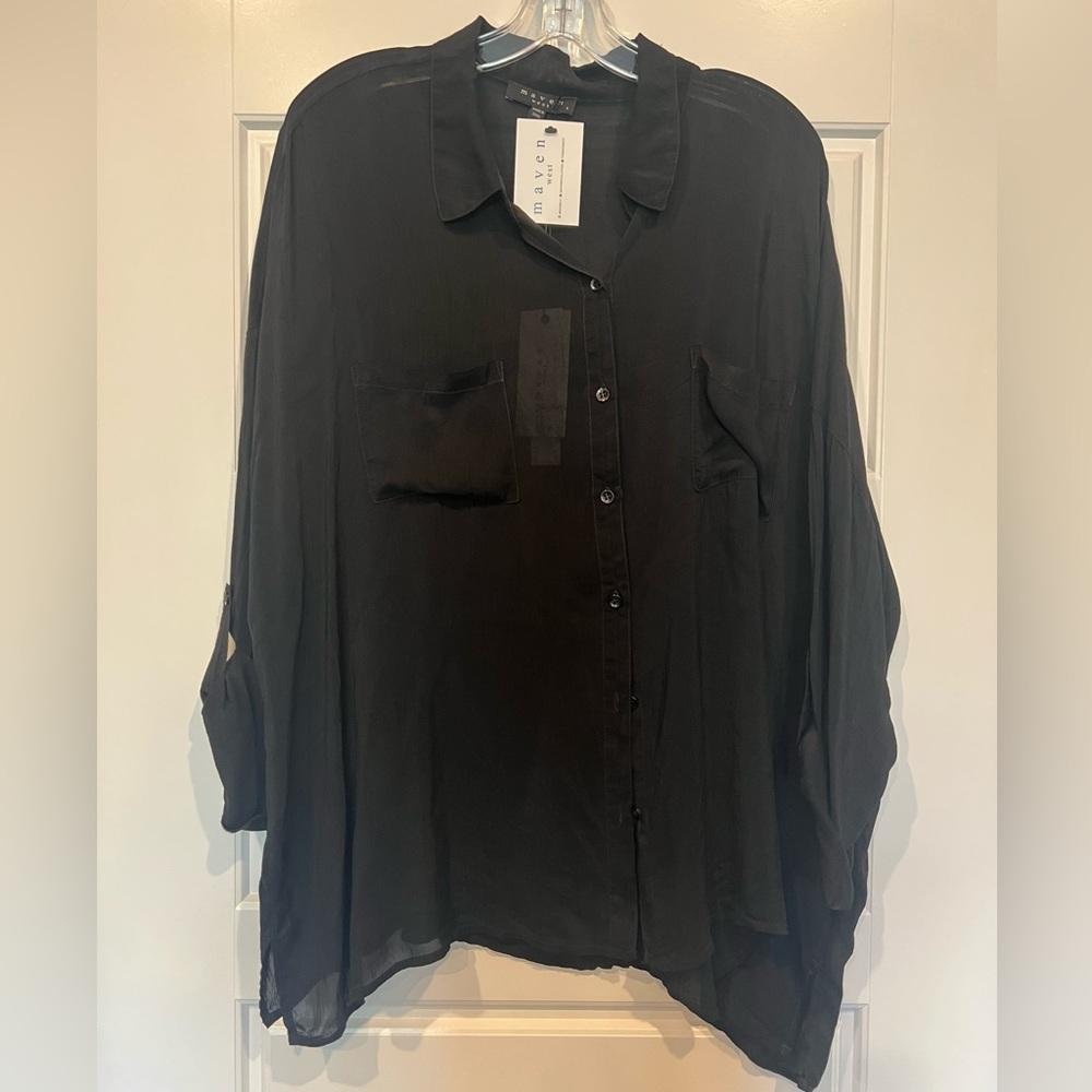 Maven West Black Sheer Blouse